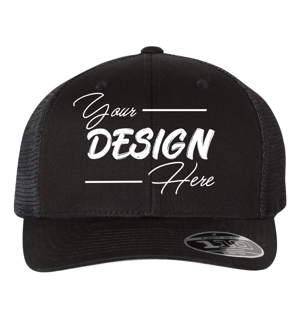 Ink Stitch Flexfit Custom Logo Texts Stitching Mesh Back Trucker Caps 110M
