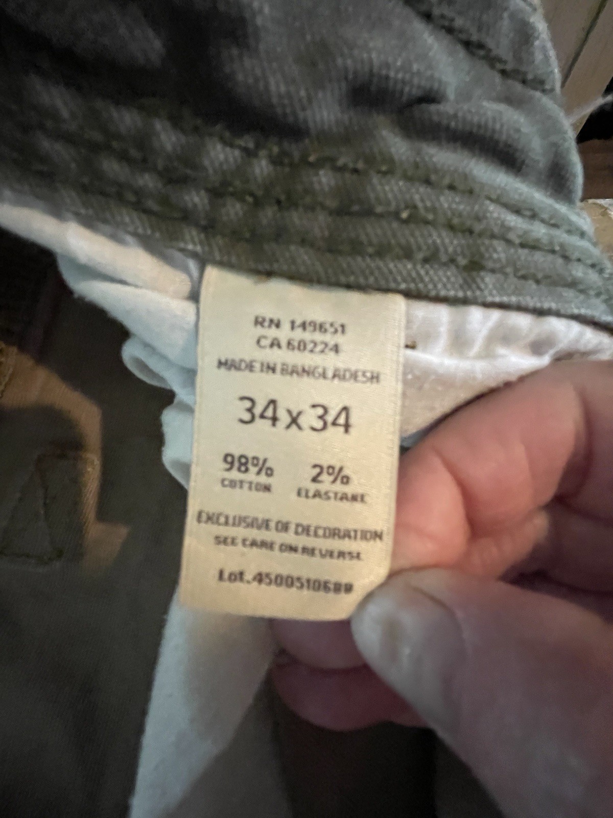 Legendary Outfitters Men’s Beige Canvas Stretch Straight Leg Pants 34W
