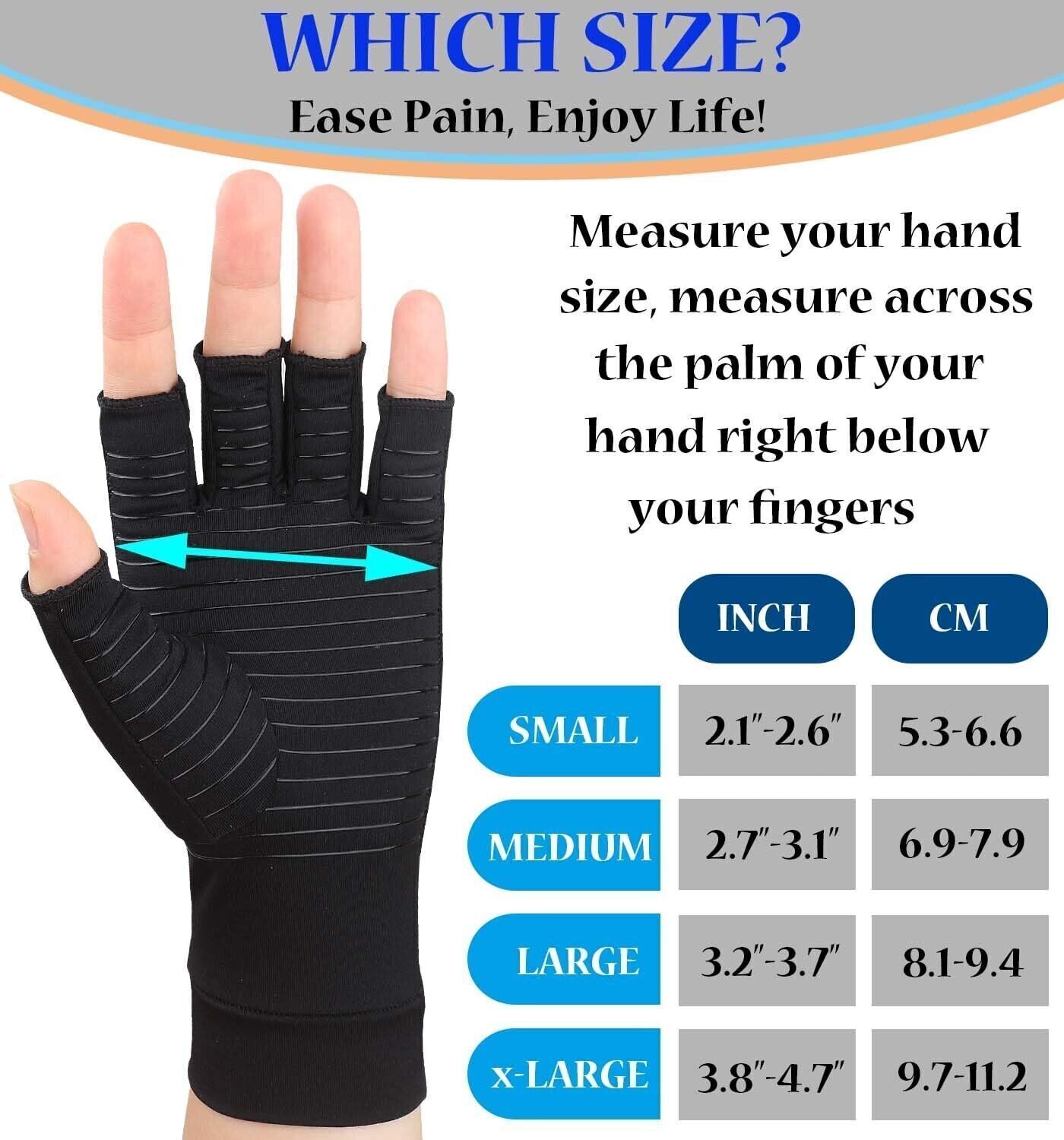 1 Pairs(2pc) Copper Arthritis Compression Gloves Hand Support Joint Pain Relief