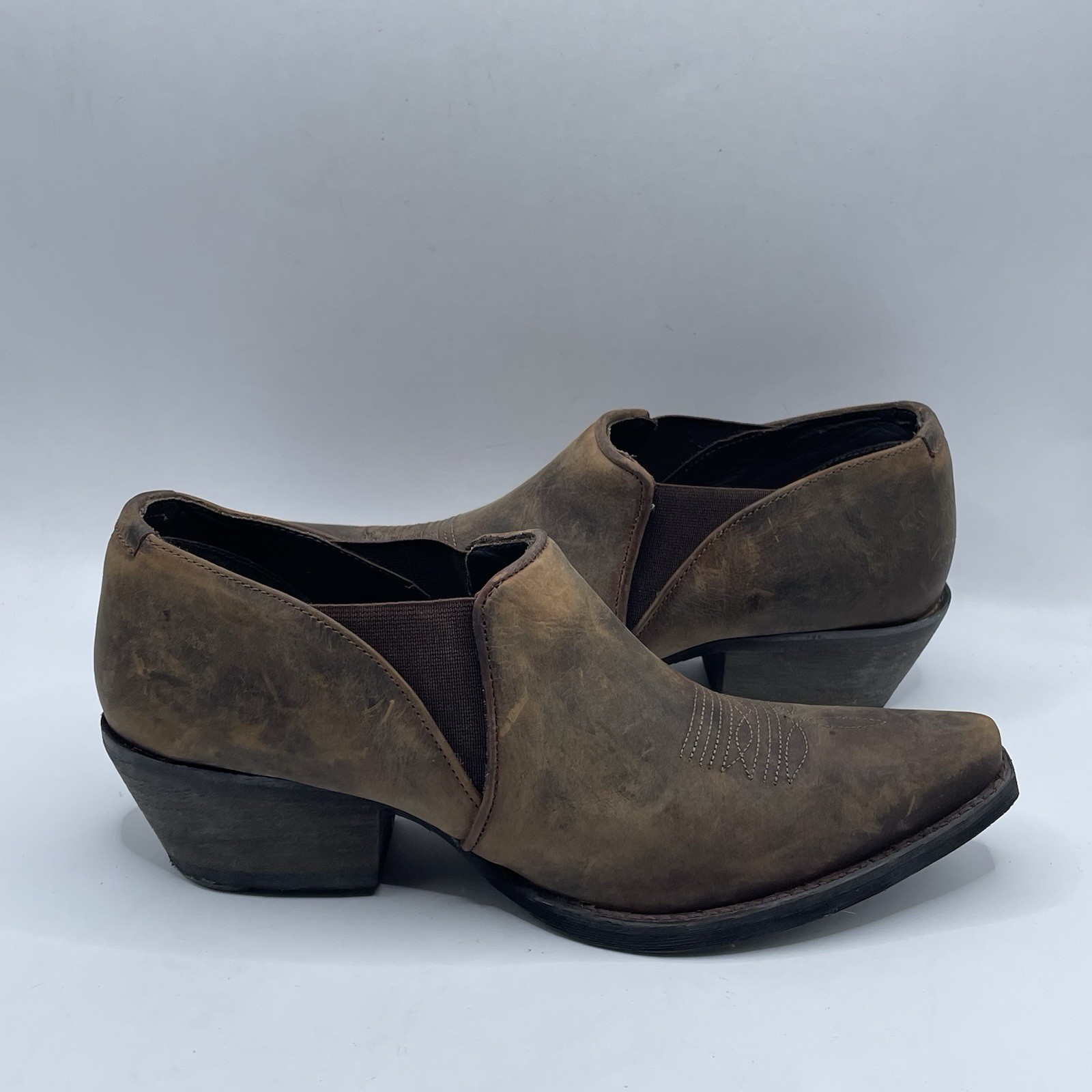 Rawhide Brown Leather Western Ankle Bootie Women’s US 9 I-5071