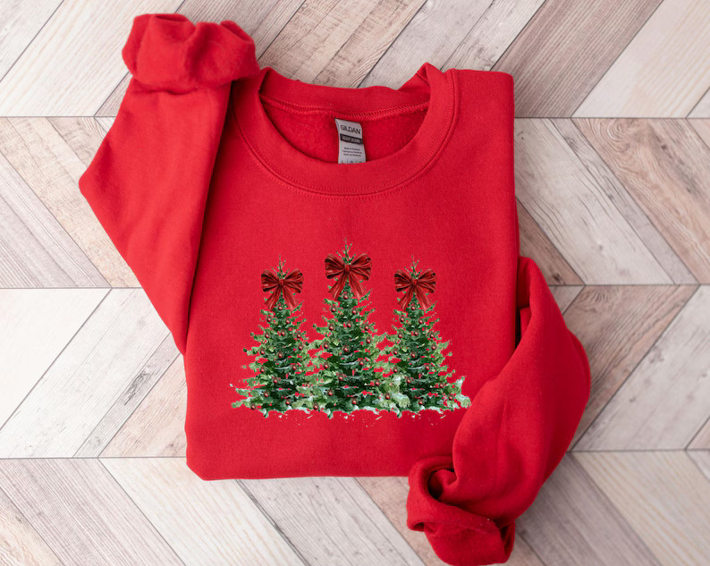 Coquette Christmas Bows Sweatshirt Holiday Winter Fashion Gift Top