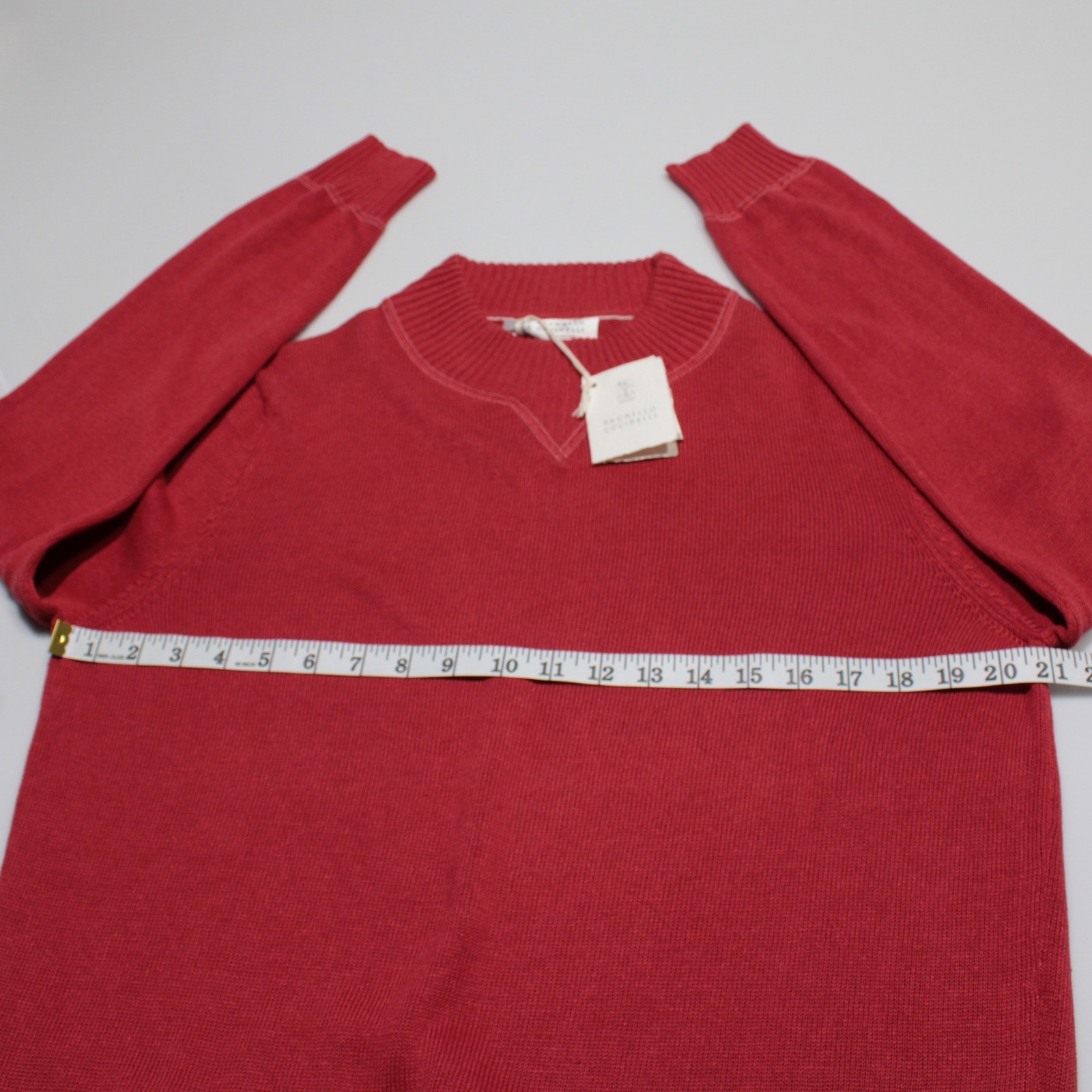 Brunello Cucinelli NWD Pullover Sweater Size 50 (US M) in Red Linen & Cotton