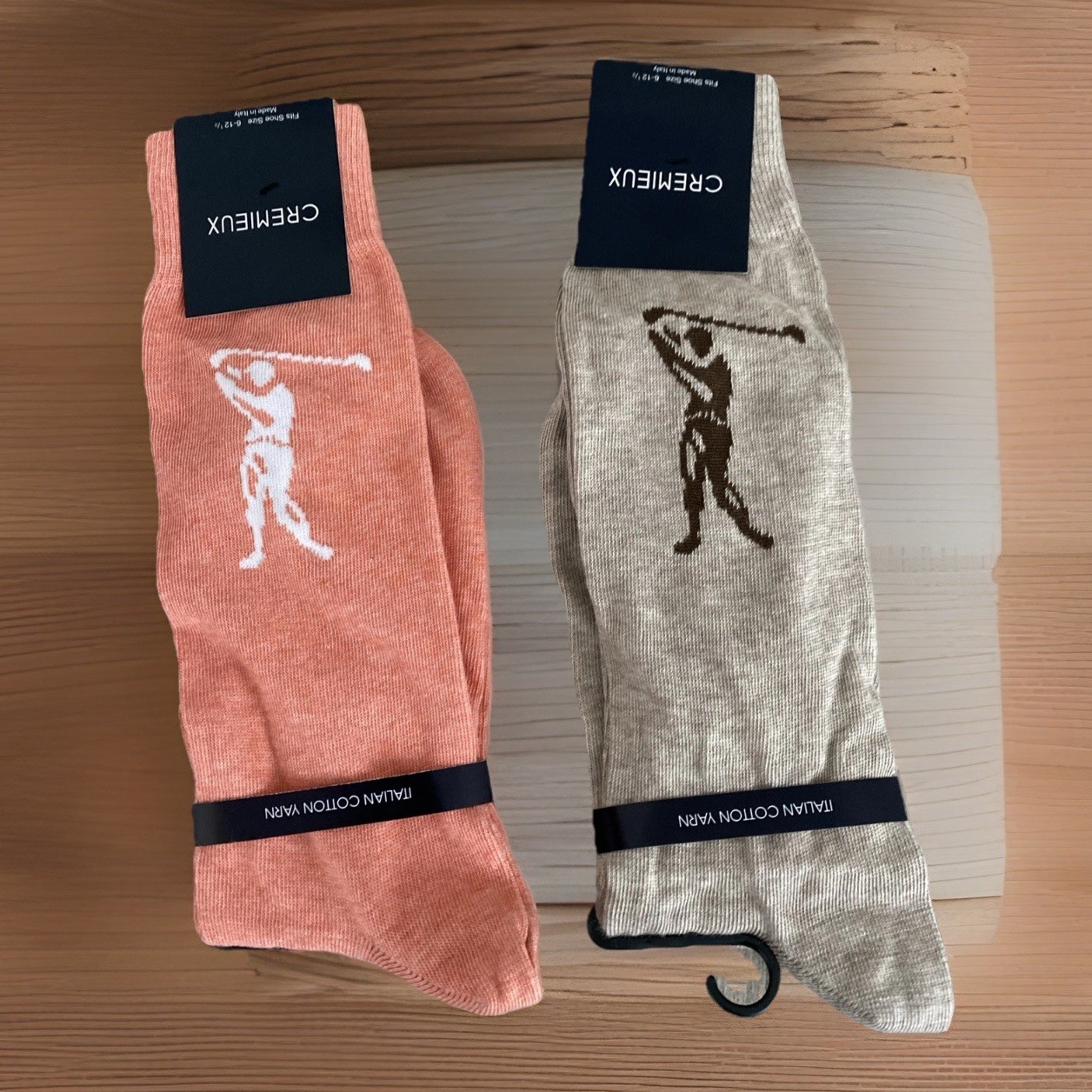CREMIEUX Mens Italian Cotton Yarn Socks Golf 6-12 1/2 Made In Italy 2 Pair NWT