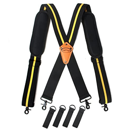 Tool Belt Suspenders for Men Work Belt 4 point support with Yellow Strip