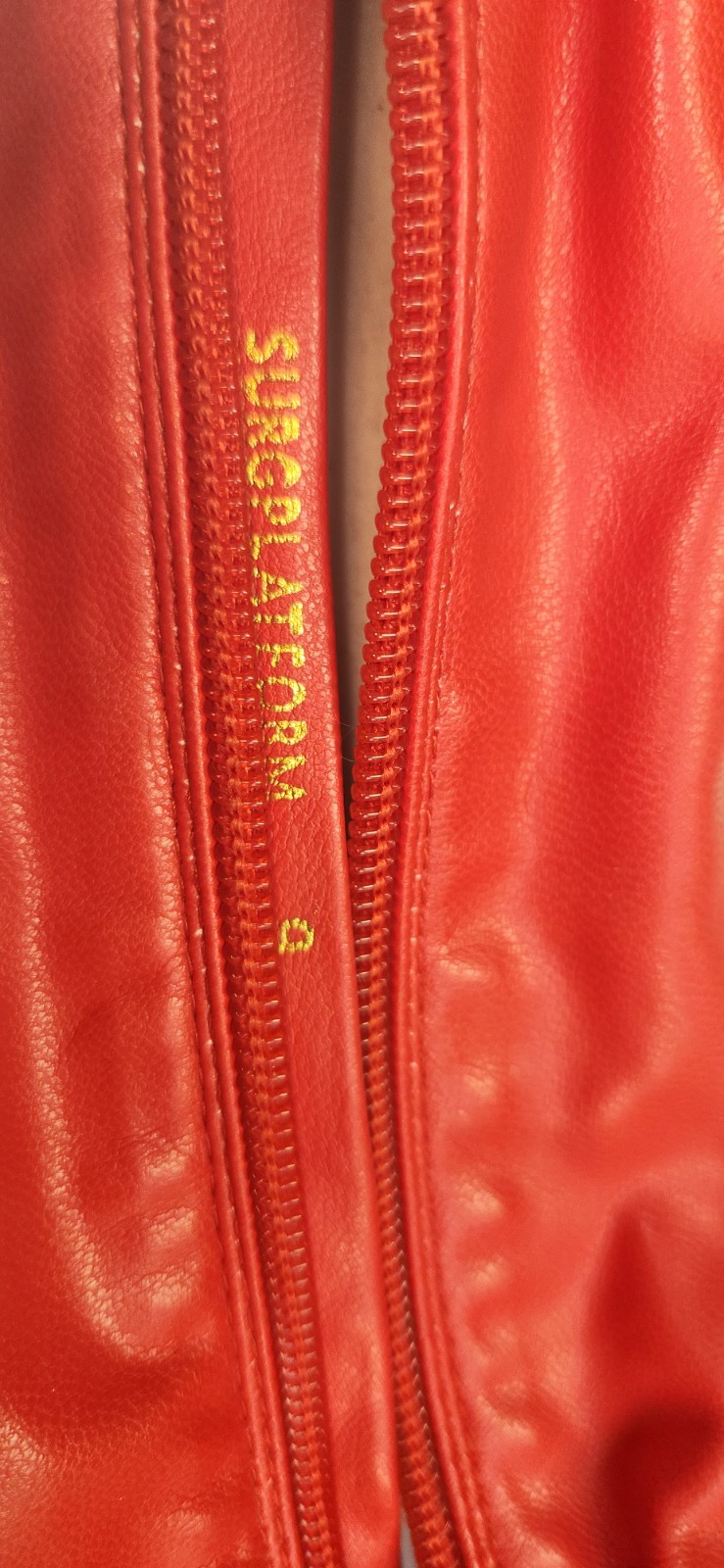 AZALEA WANG Red Over-the-Knee Platform Boots Zip Wide Calf Lug Sole 9