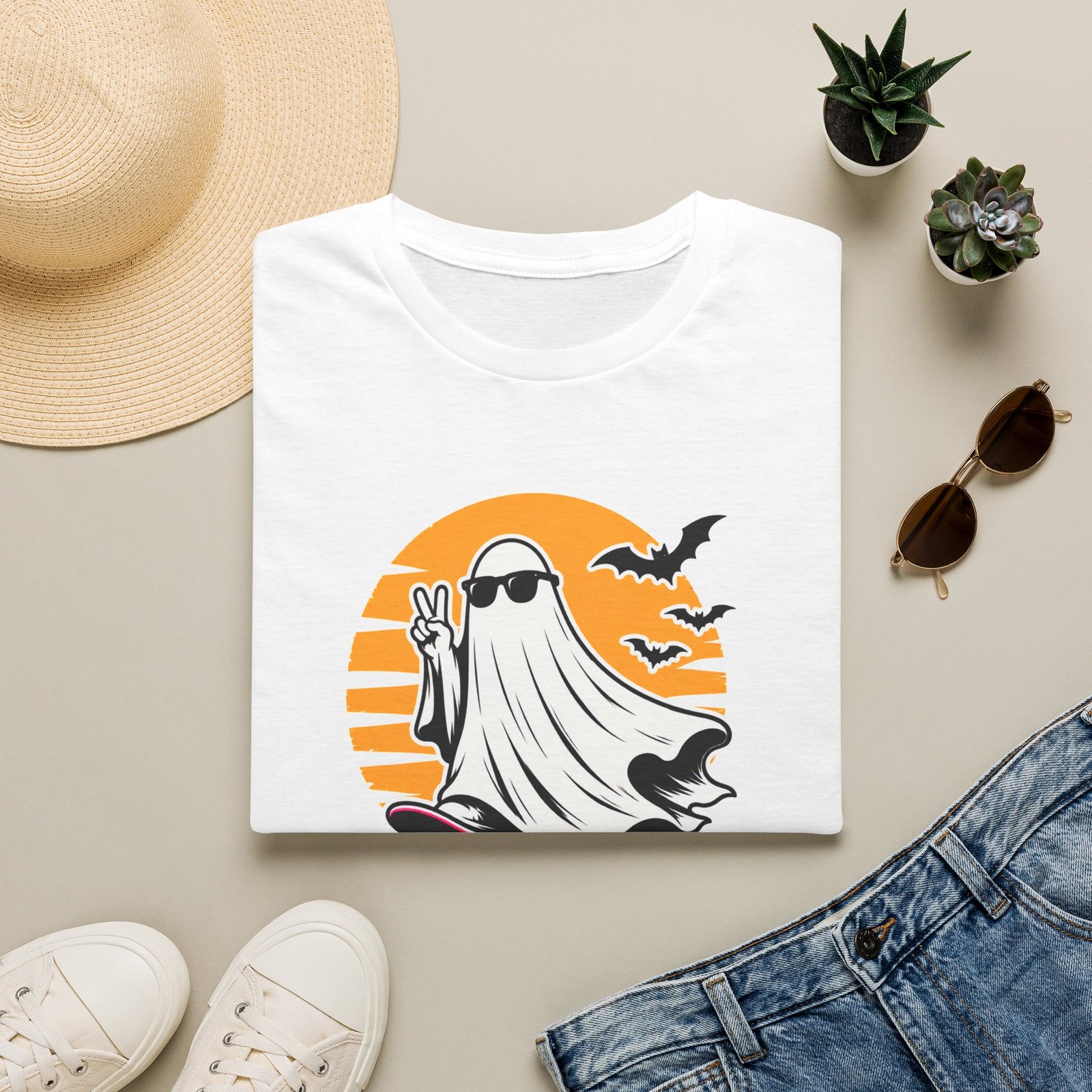 Halloween Ghost T-Shirt – Stay Spooky Skateboard Ghost Graphic Tee