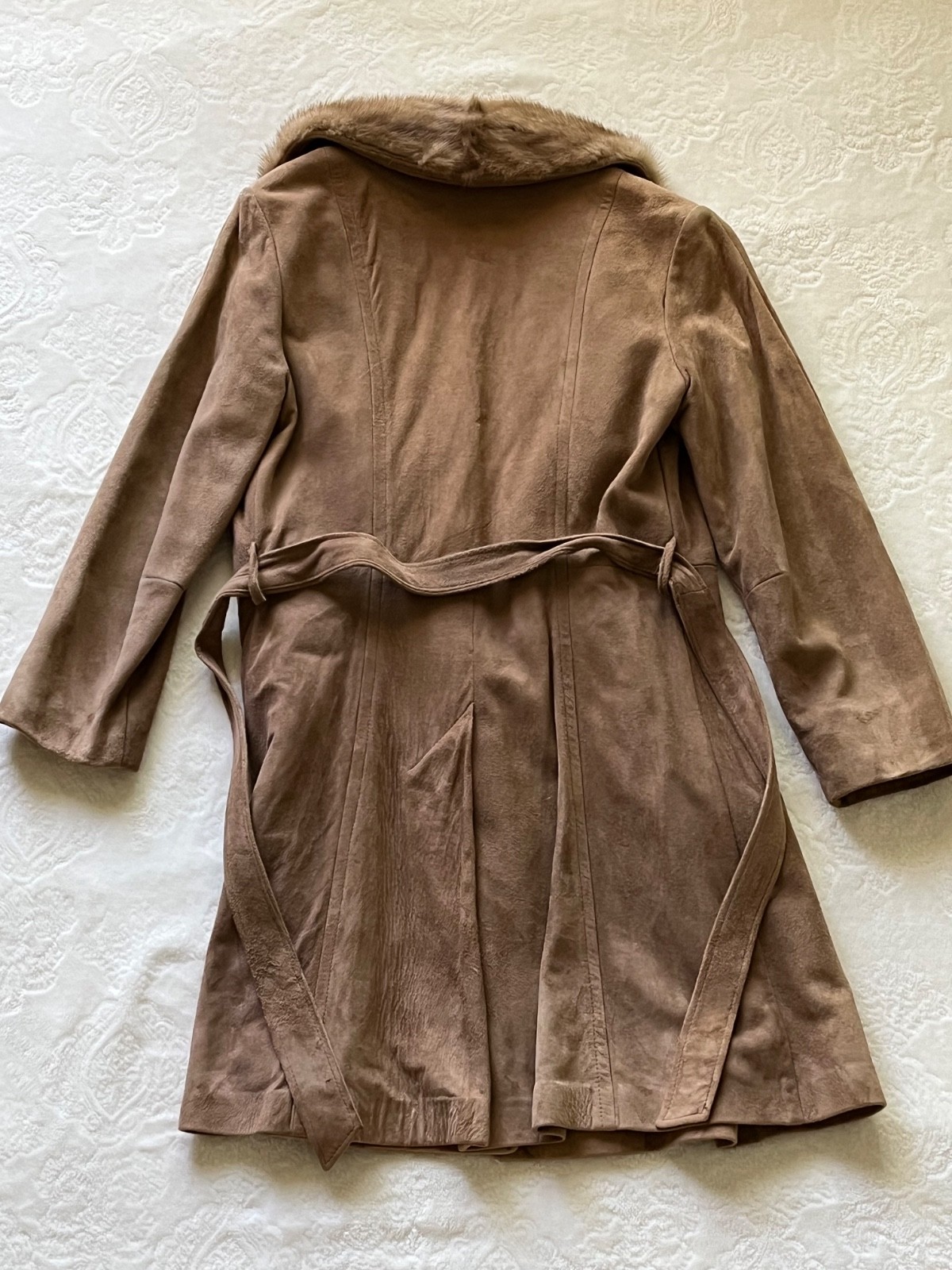 Vintage Leathers by New England suede coast with faux mink collar