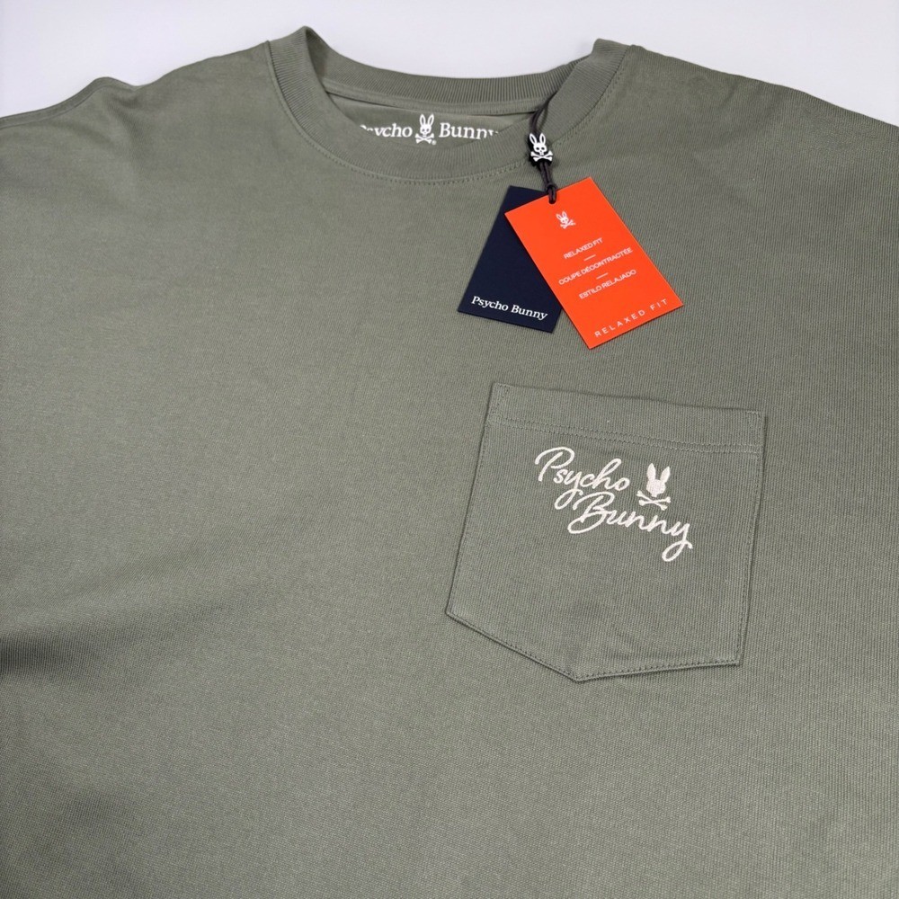 Psycho Bunny Mens XXL Sea Spray Green Relaxed Fit Pocket Tee NEW Pima Cotton