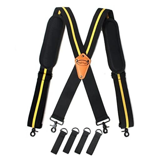 Tool Belt Suspenders for Men Work Belt 4 point support with Yellow Strip