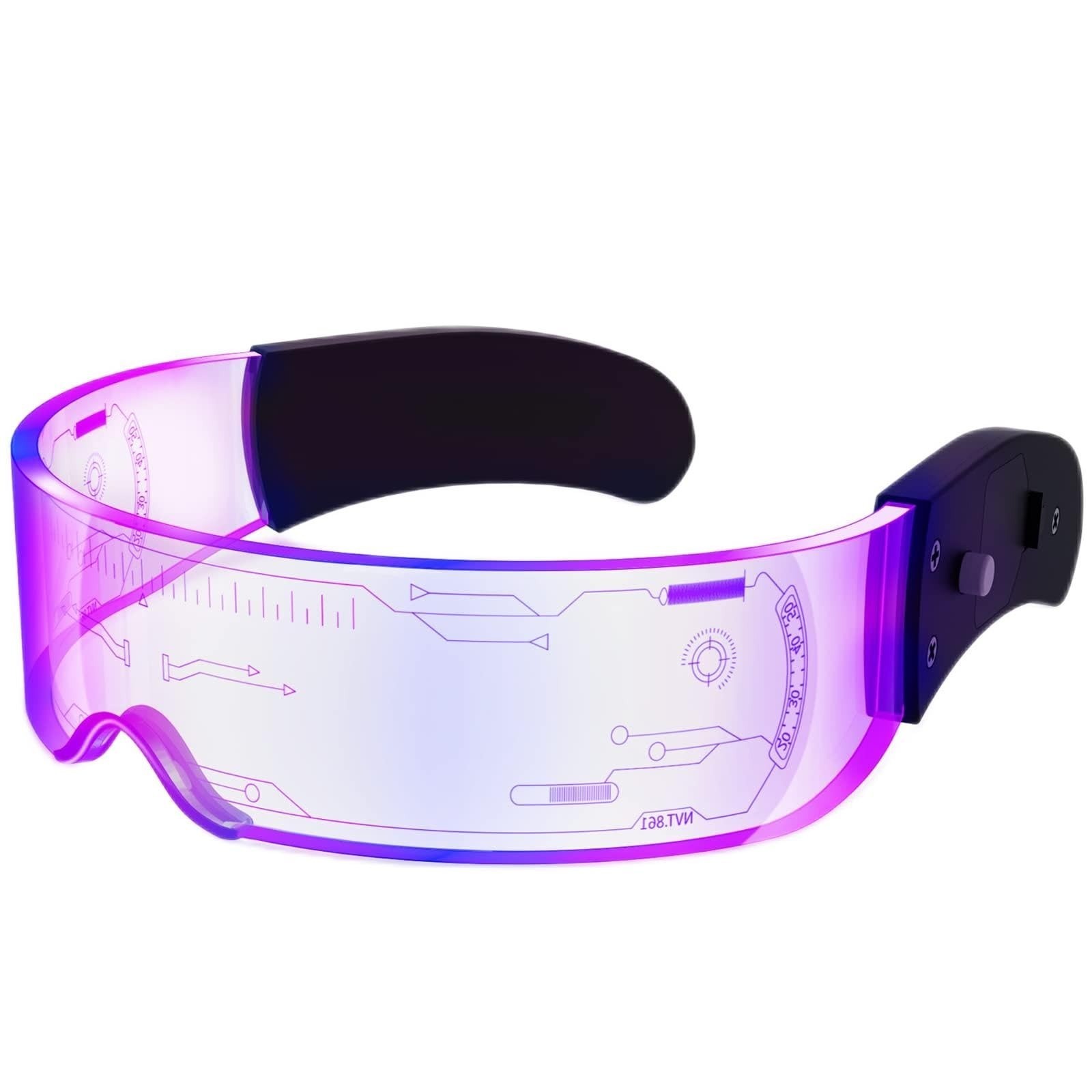 NIUCOO LED Visor Light Up Glasses – 7 Colors, 4 Modes – Futuristic Goggles