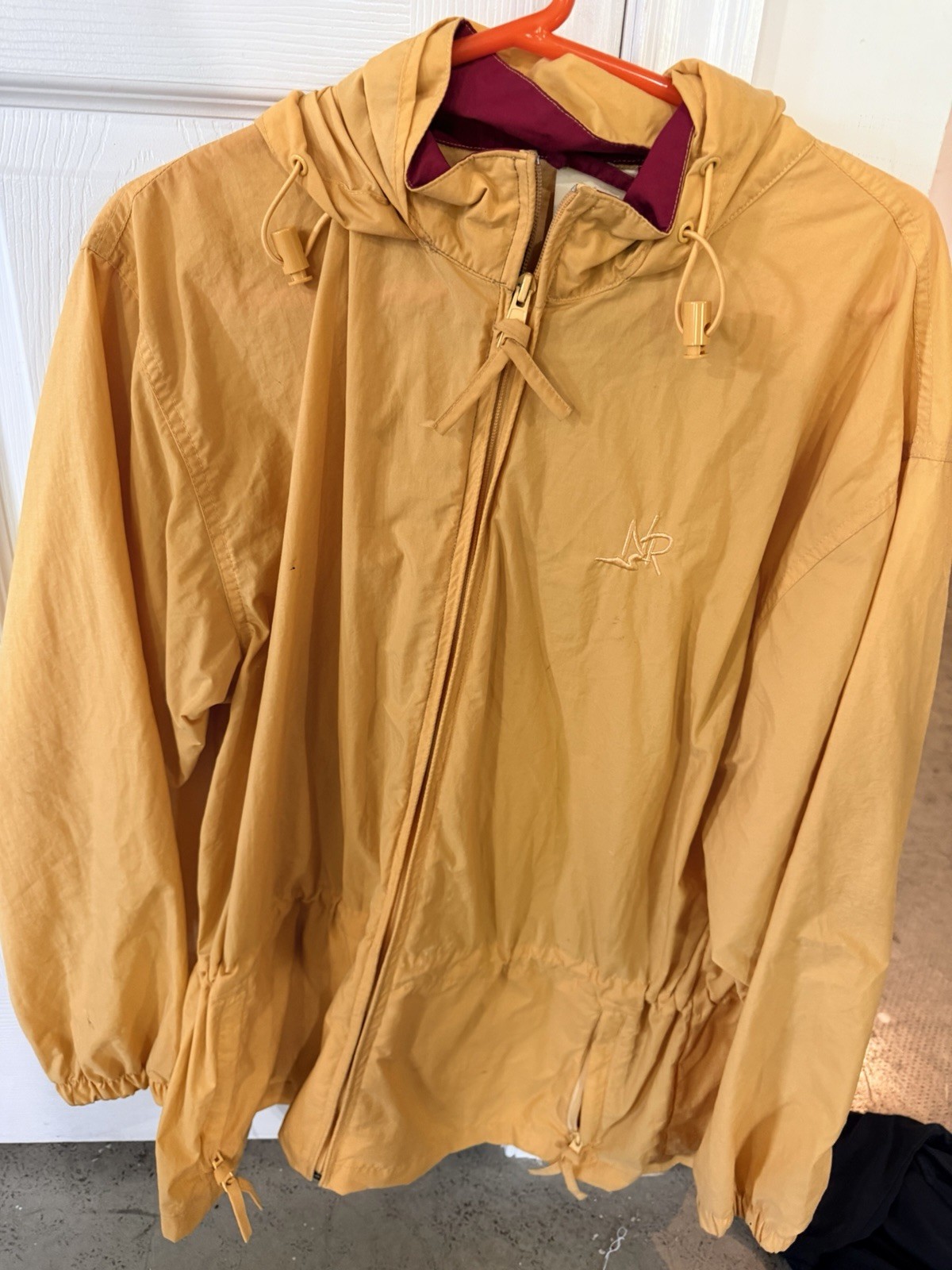 Cottage Essentials Hooded Full Zip Windbreaker Jacket Beige Men’s M Regular Fit