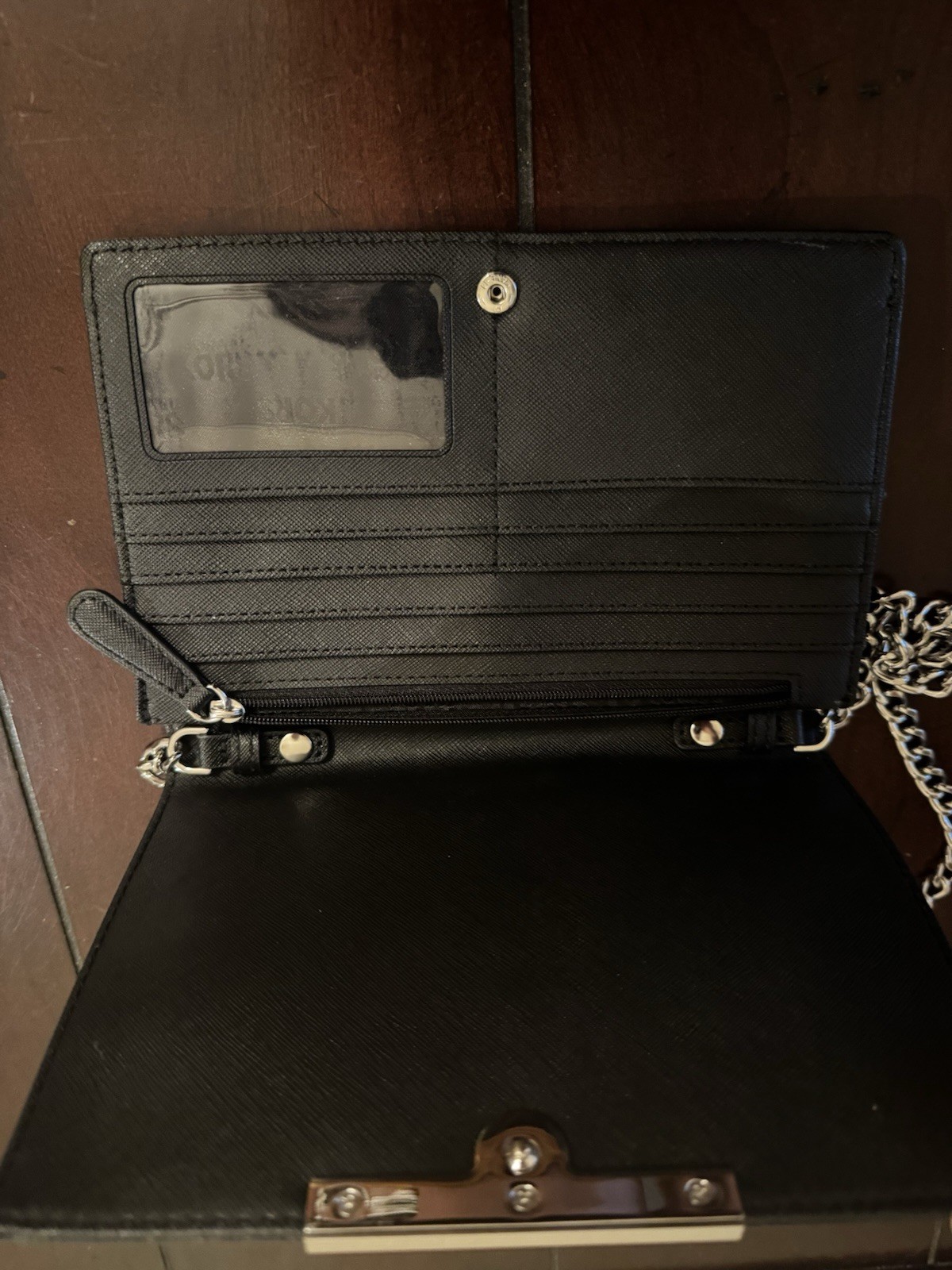 MICHAEL KORS MK Black Crossbody Evening Handbag Wallet Organizer Card Slots