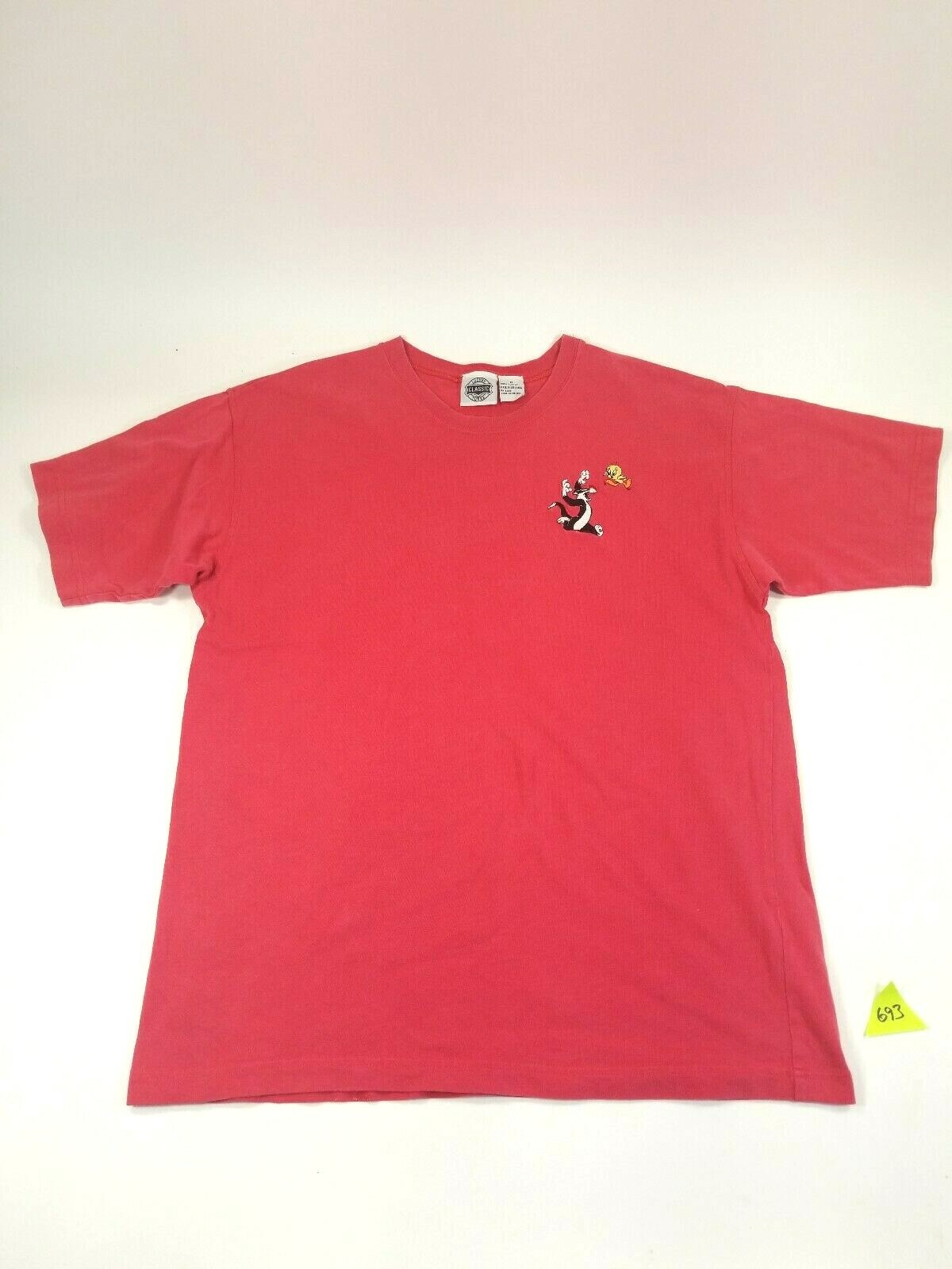 Looney Tunes Classic Tweety and Sylvester Cartoon Mens Pink Shirt size M