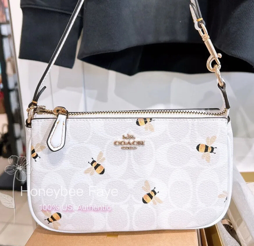 Nwt Coach Nolita 19 In Signature Canvas With Bee Print C8673
