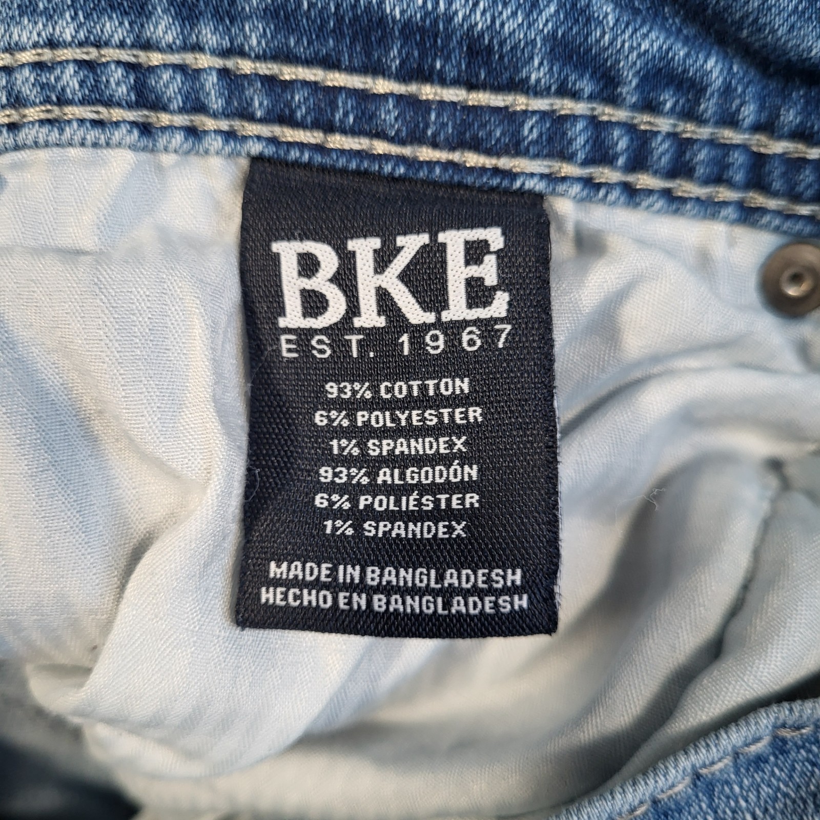 BKE Aiden Slim Fit Bootcut Jeans Men’s 29×34 Blue Light Washed Heavy Distressed