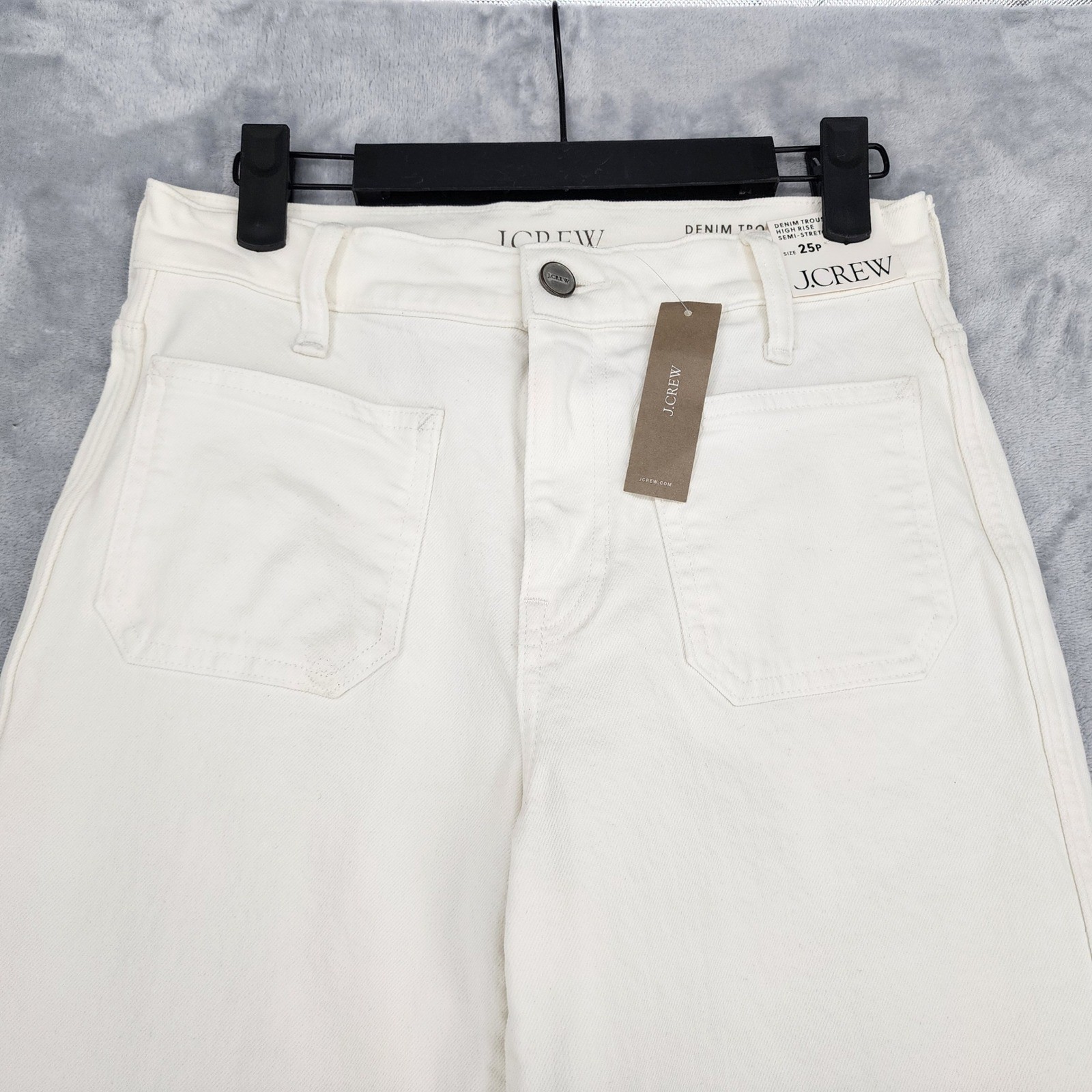 J.Crew Jeans Womens Size 25 Petite White Wide Leg Denim Trouser Patch Pocket 25P
