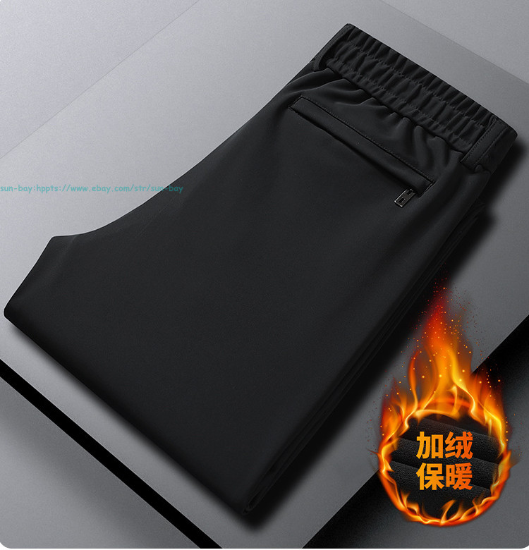 Winter Men Fleece Lined Joggers Pants Workout Warm Trousers Casual Straight Pant