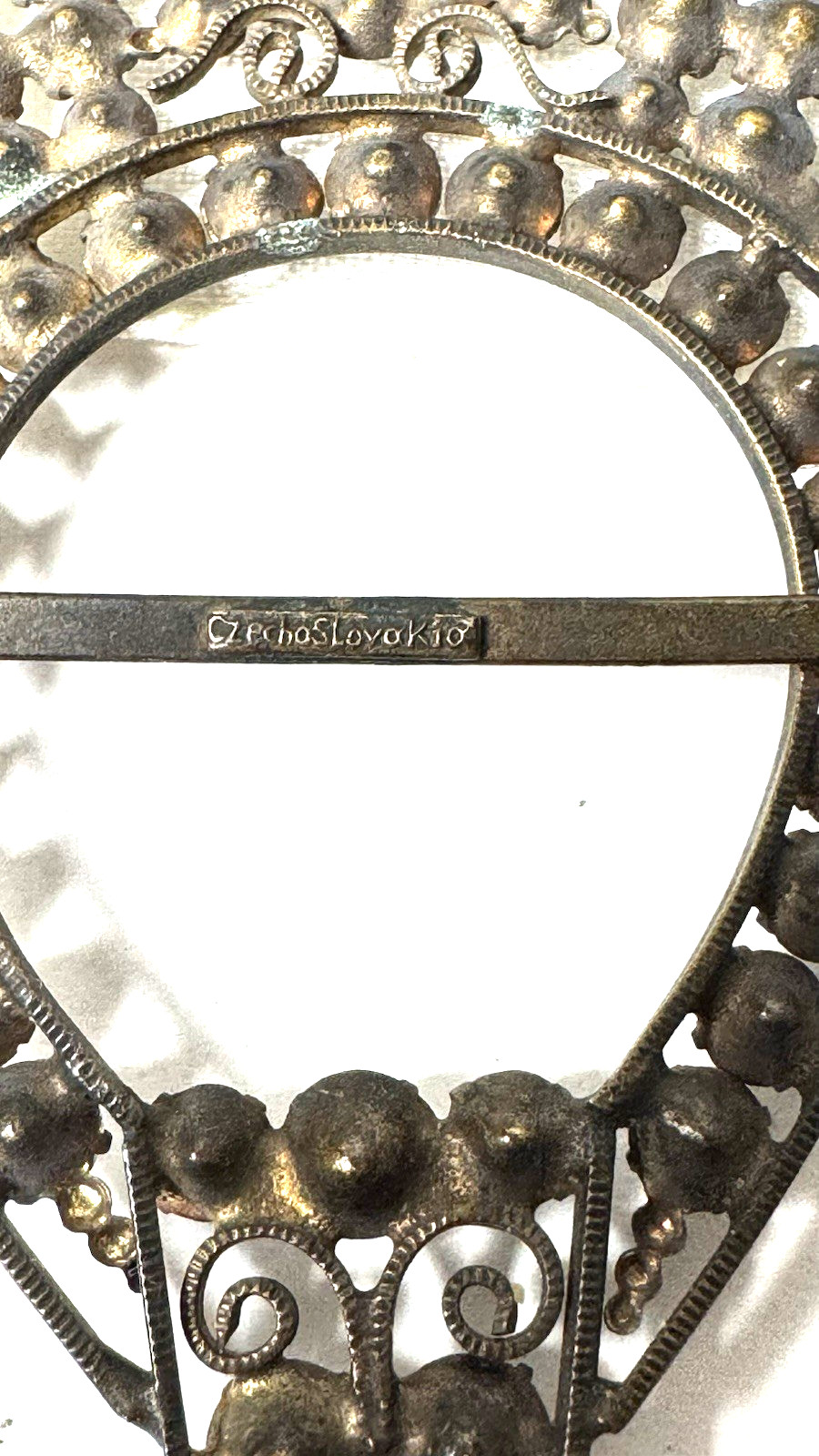 Antique 1920s Czech Buckle Slide Clear Paste Prong Set Rhinestones Sash Ornament
