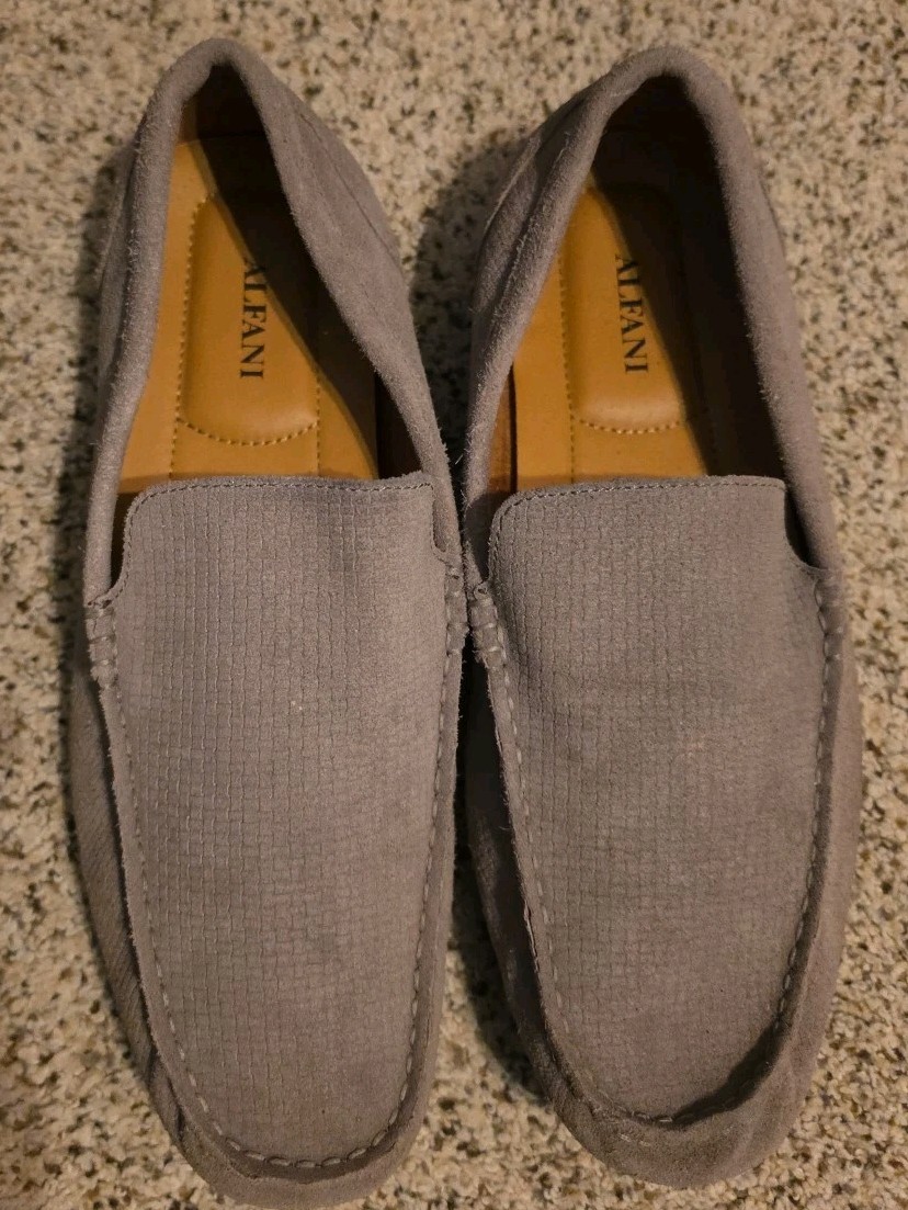 ALFANI KENDRIC DRIVING MOCS SHOES MEN’S 10.5M GRAY TEXTURED SUEDE 42101-EUC!