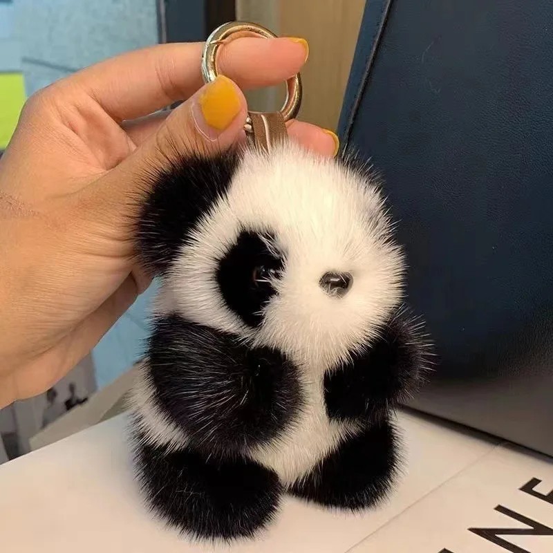 Cute Panda Plush Keychain Cartoon Bag Charm Soft Stuffed Pendant Car Key Ring 13