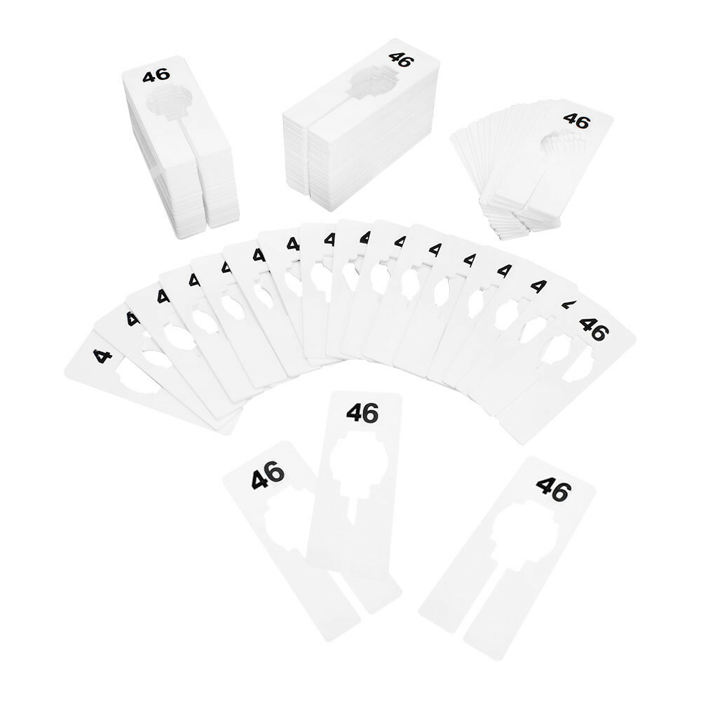 10 PC 2″ x 5″ Clothing Rack Size 46 Dividers Hangers White Plastic Rectangular