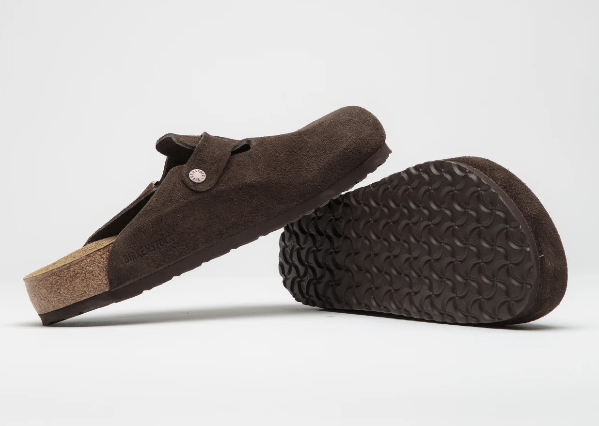 Birkenstock Boston Suede Leather Soft Footbed Taupe/Black/Mocha/Clog Sandals