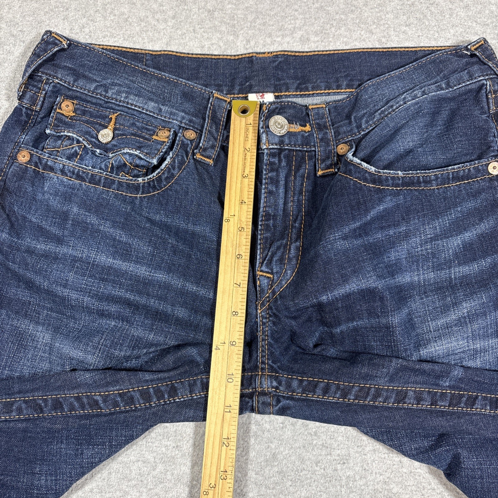 TRUE RELIGION Men’s Sz 34 Bootcut Flap Pocket 100% Cotton Blue Jeans