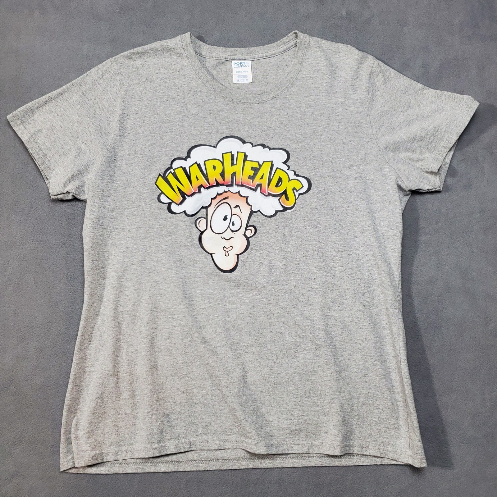 Warheads Candy Shirt Size XL Gray Vintage 90s Sour Hard Candy Promo Tee