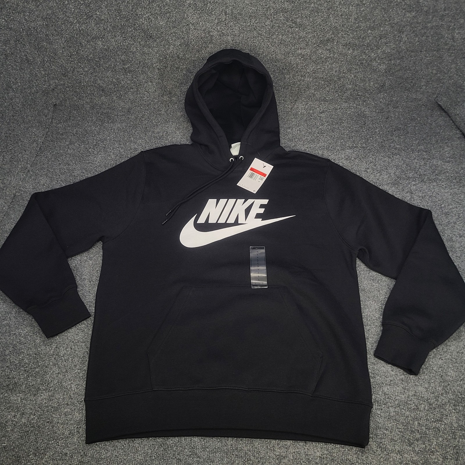 Nike Sweatshirt Mens Large Black Sportswear Club Fleece Pullover Hoodie Sweater