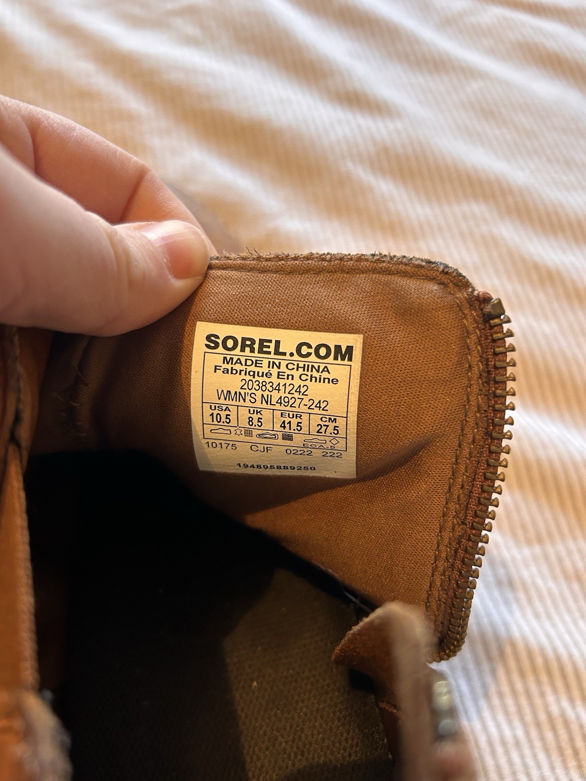 SOREL Evie II Waterproof Bootie Womens 10.5 Zipper Leather Ankle Tan