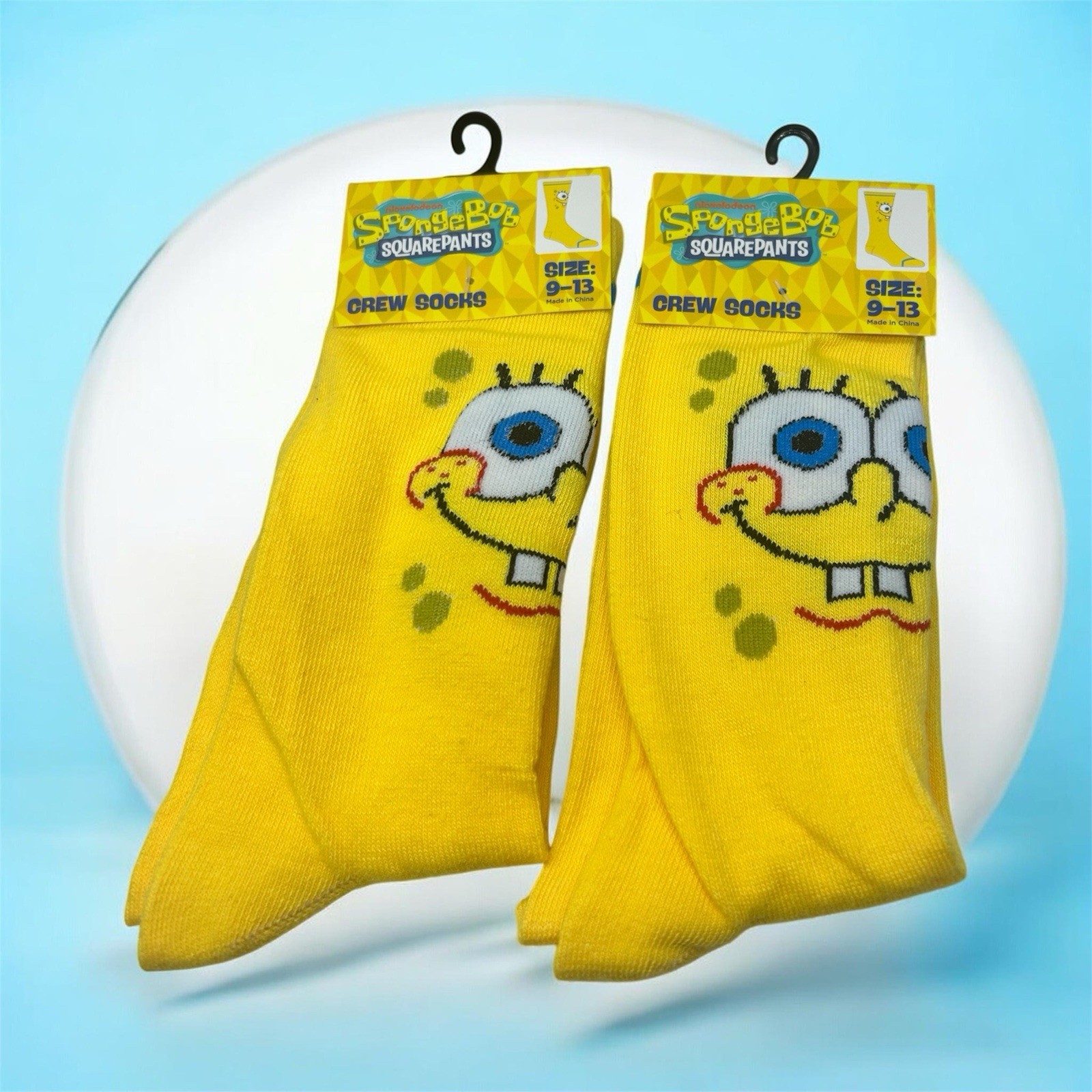 New 2 Pairs Nostalgic Nickelodeon SpongeBob SquarePants Crew Socks NWT Novelty