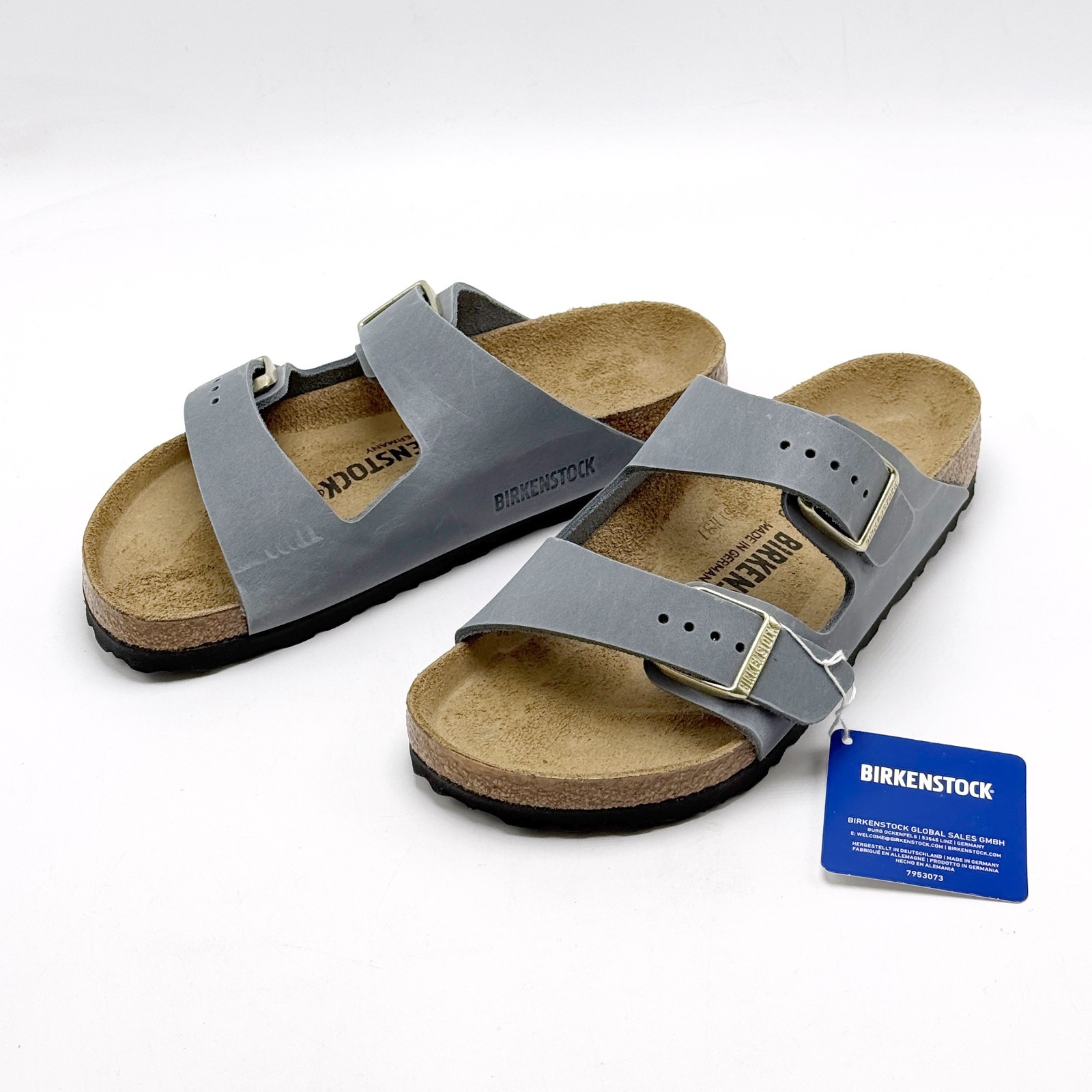 *NEW* Unisex BIRKENSTOCK Arizona Oiled Leather Sandal BASALT GRAY (1029197) 👍