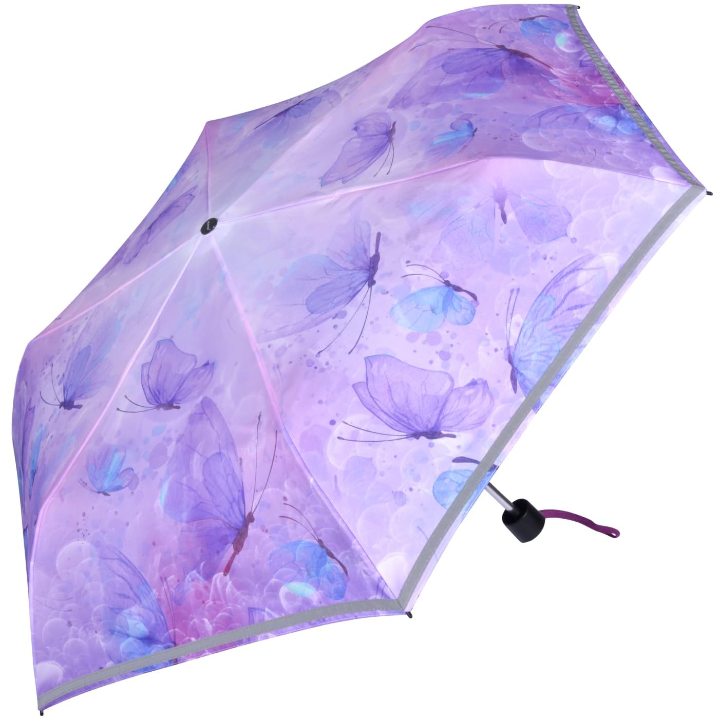 Children’s pocket umbrella 4 kids reflective with reflective trim butterfly