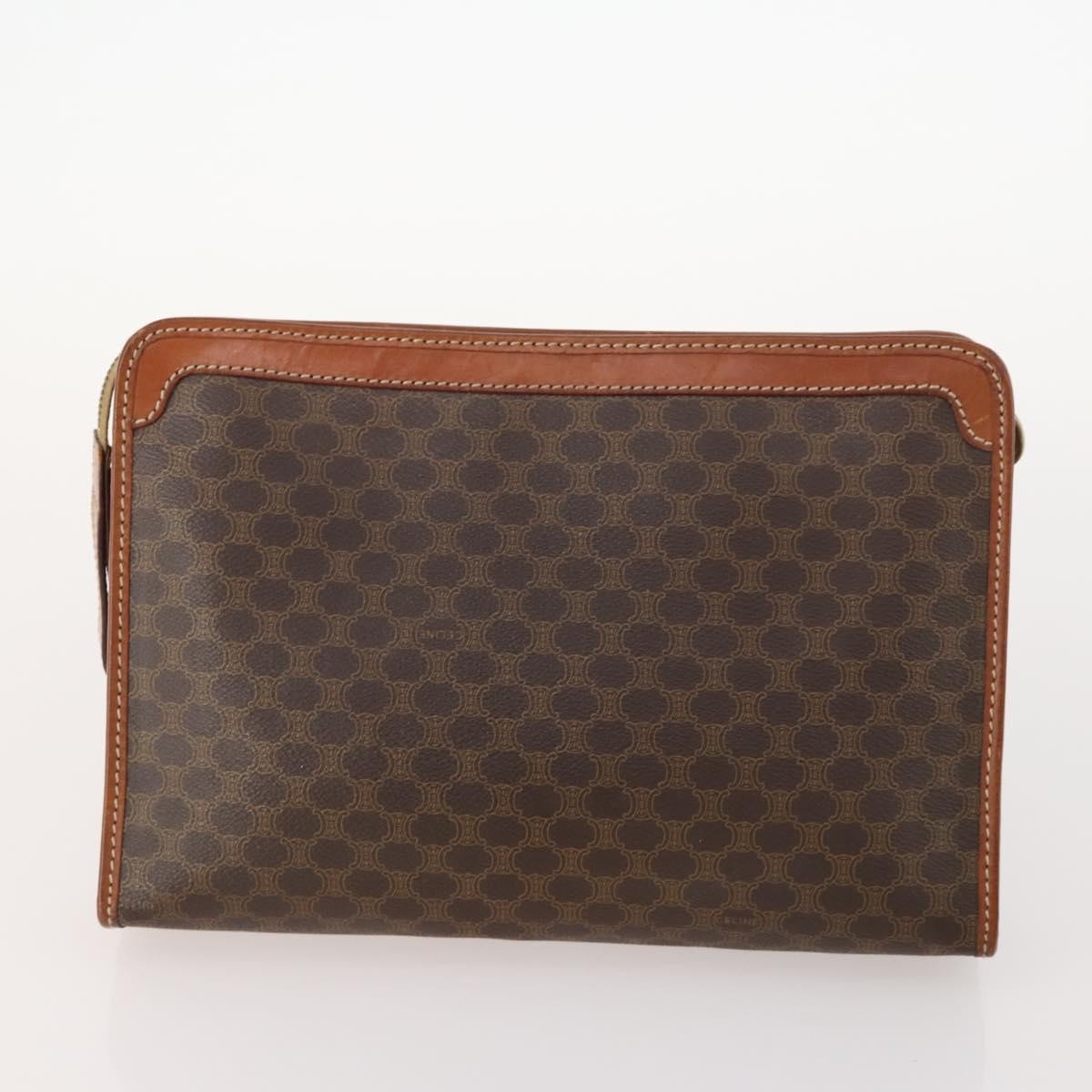 CELINE Macadam Canvas Clutch Bag PVC Leather 3 Set Brown Black beige Auth 173683