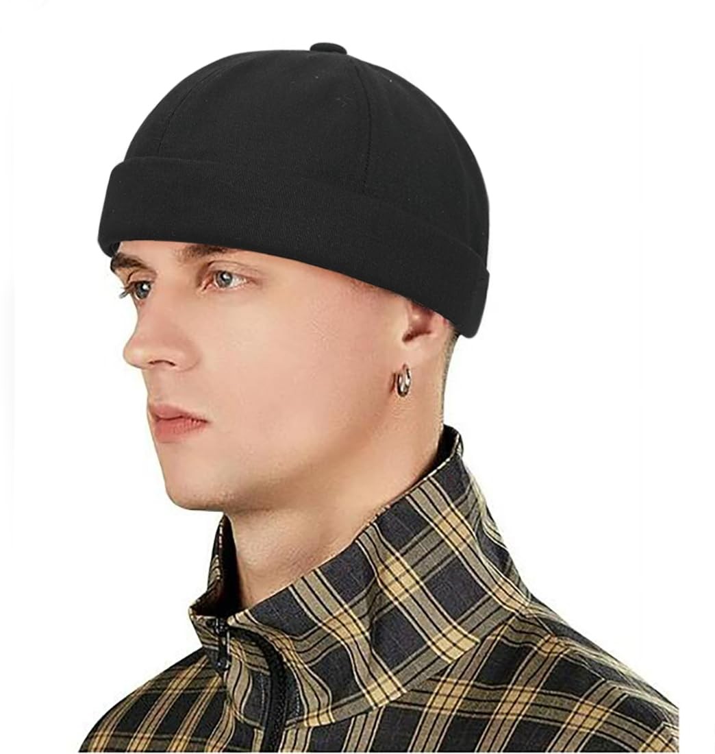 DIYDECAL 3 Pack Mens Brimless Skullcap Sailor One Size, Black+beige+red