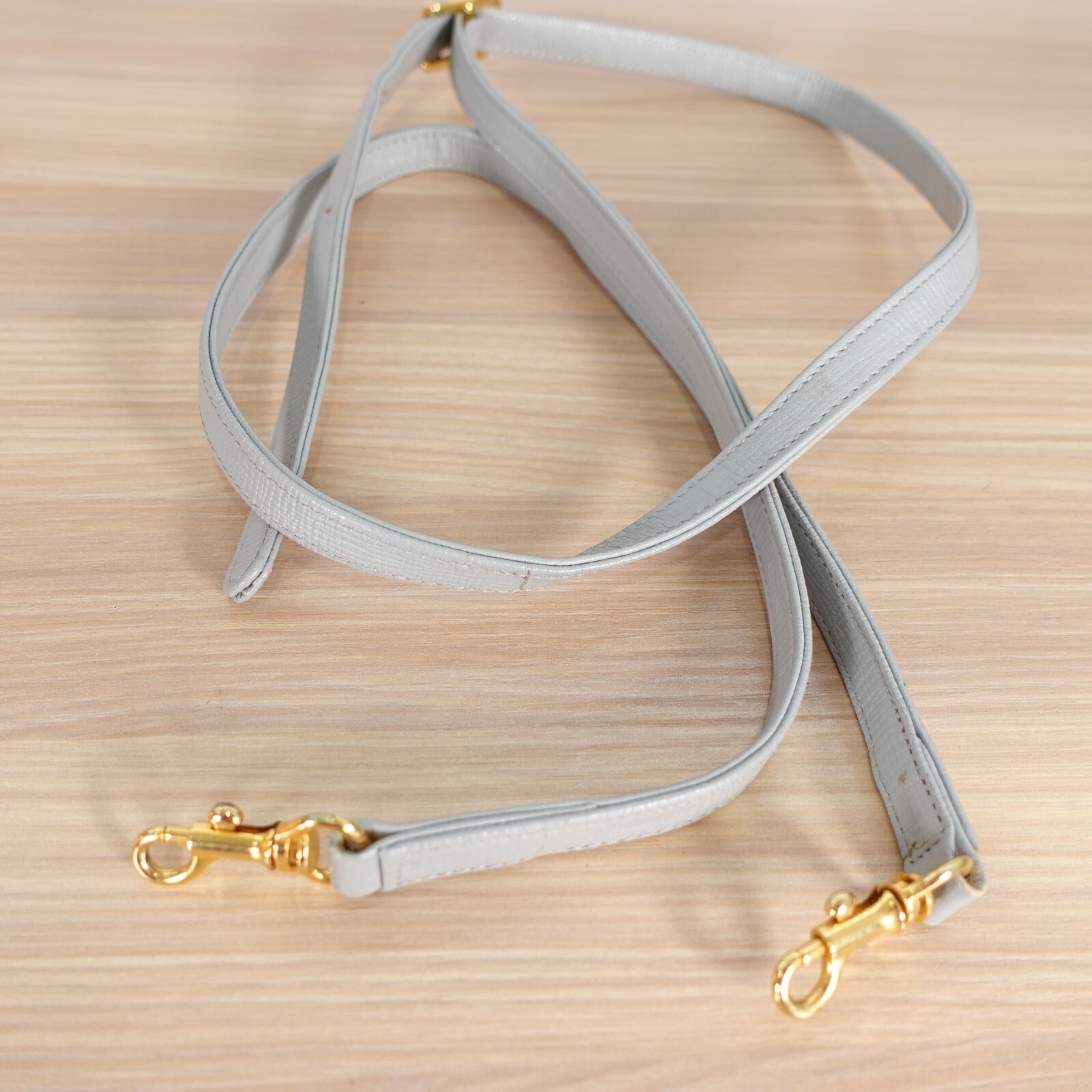 Bag Strap Replacement Gray Genuine Leather Slim Crossbody Adjustable Gold 44 in