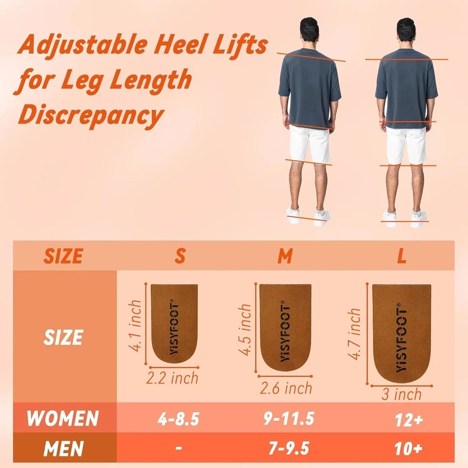 Adjustable Orthopedic Heel Lift Inserts for Shoes – 4 Layers for Uneven Legs, He