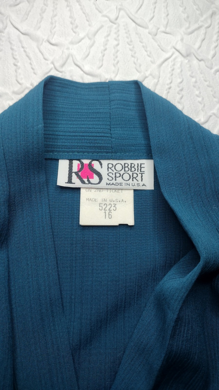Robbie Sport Button Up Shirt Womens Sz 16 Dark Turquoise Shoulder Pads USA Made
