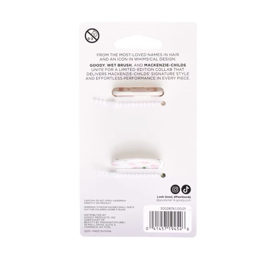 MacKenzie Childs Goody 🎀 Pink Check MedHair Clip Set In Stock Ready 2 Ship