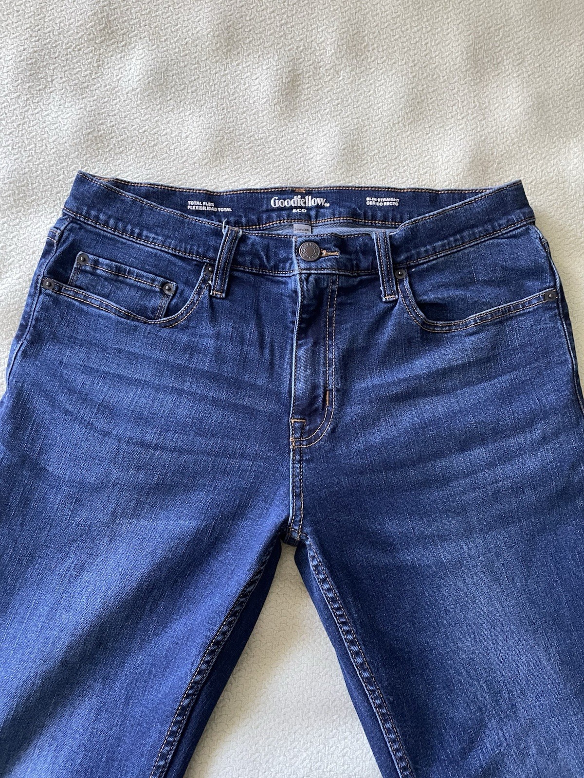 Goodfellow & Co Men’s Slim Straight Fit Dark Wash Blue Denim Jeans Stretch