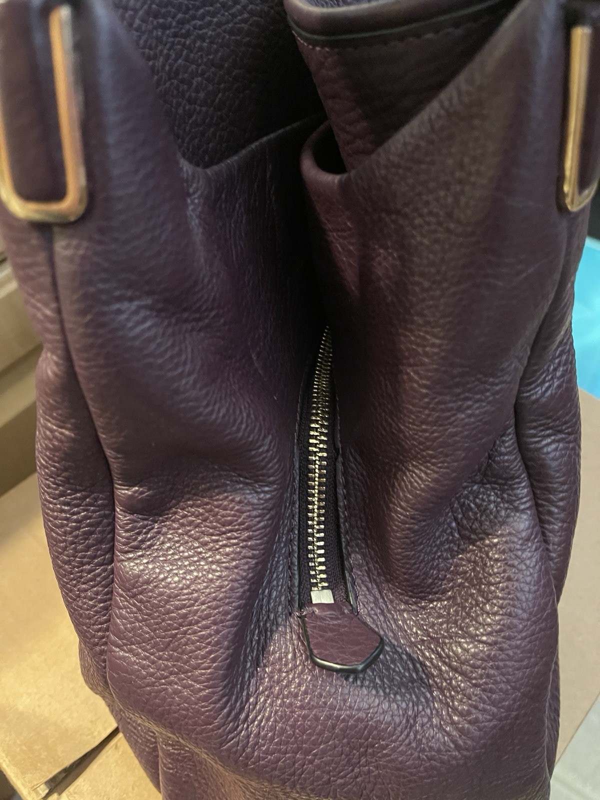 Coach Madison Phoebe Plum Purple Leather 3 Compartment Shoulder Tote W/ Hang Tag