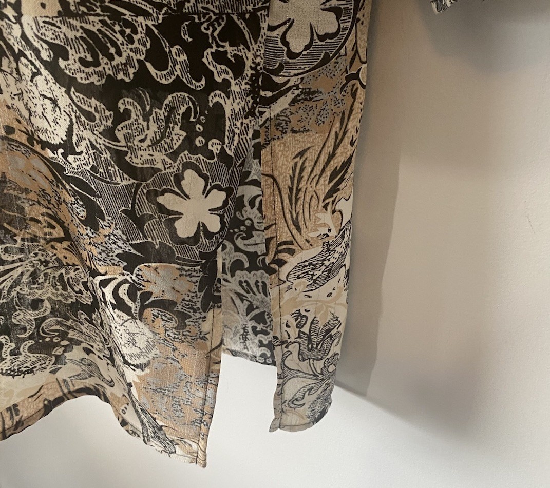 Gloria Lance Blouse With Cami Medium Black Tan White Floral Shoulder Pads VTG