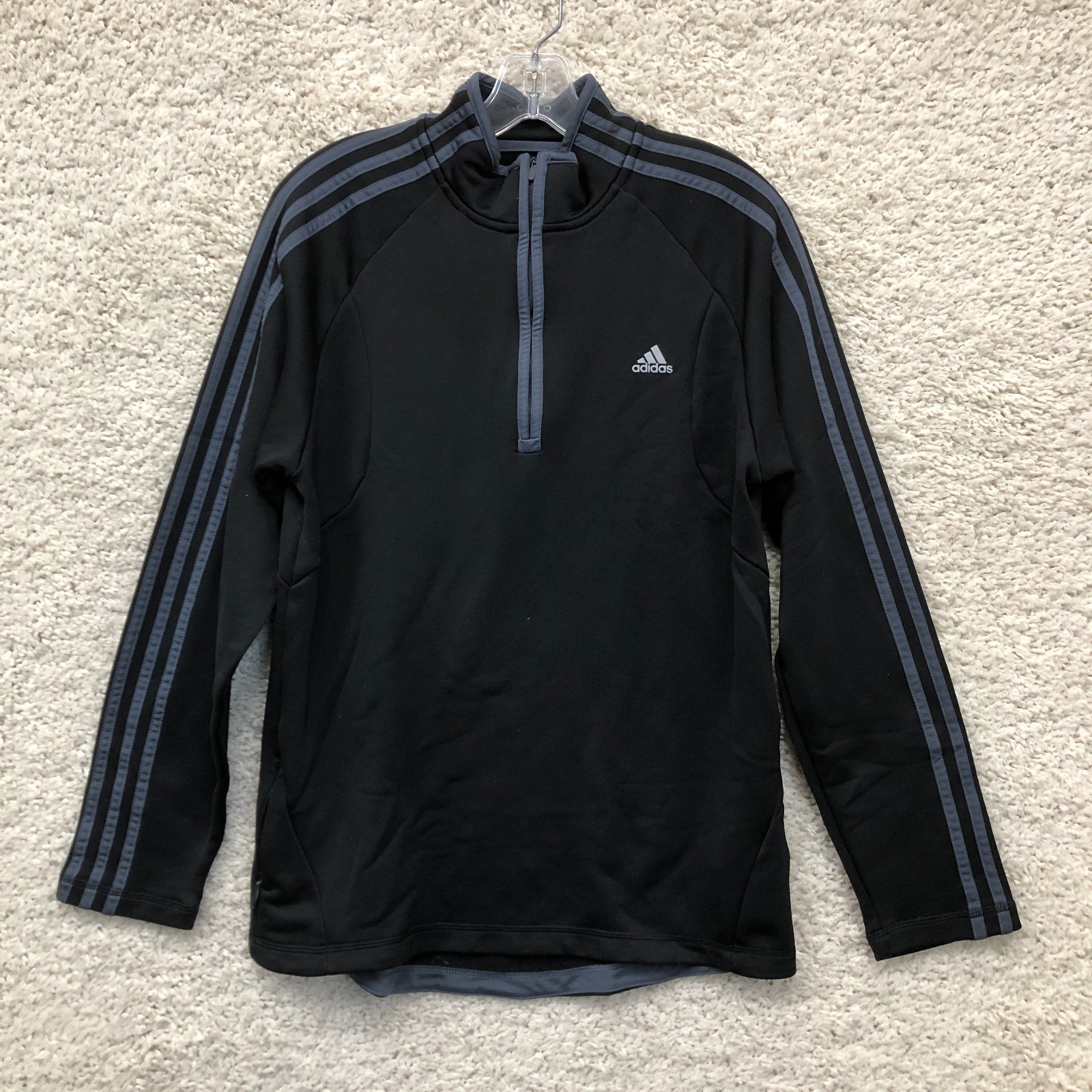 Adidas Track Jacket Medium Mens Black 1/4 Zip Pullover Raglan Sleeve Athletic M