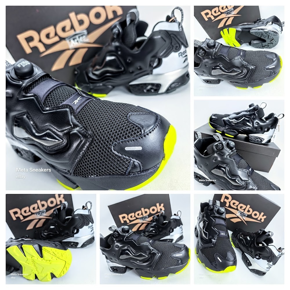 Reebok Aries InstaPump US 12 Men’s Black Silver Yellow Retro Fury 100208650 New