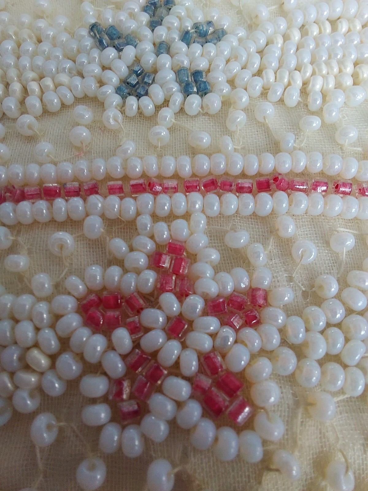 Vtg. Walborg Hand Beaded Clutch Purse Ivory Pink Blue Floral Made in W. Germany