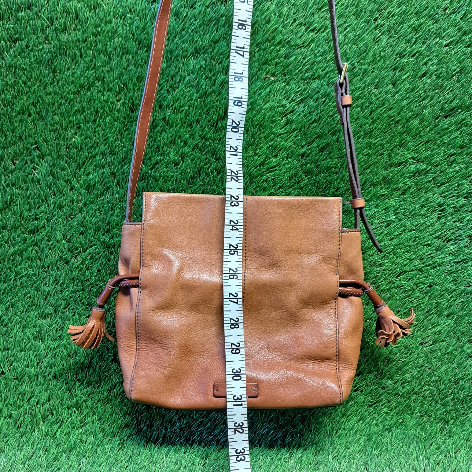 Fossil Rayna Drawstring Crossbody Brown Leather SHB2824210 Preowned