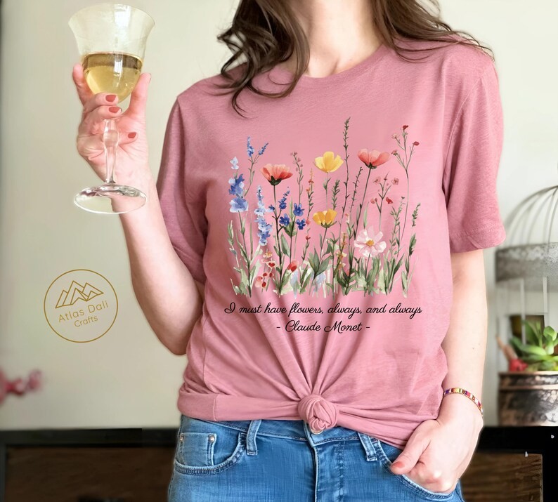 Claude Monet Floral Art Flower Painting Comfort Tee