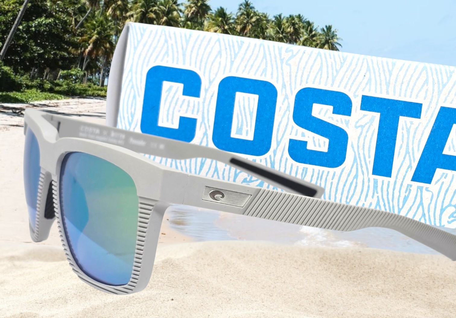COSTA DEL MAR net light gray/green mirror PESCADOR polarized 580G sunglasses NEW
