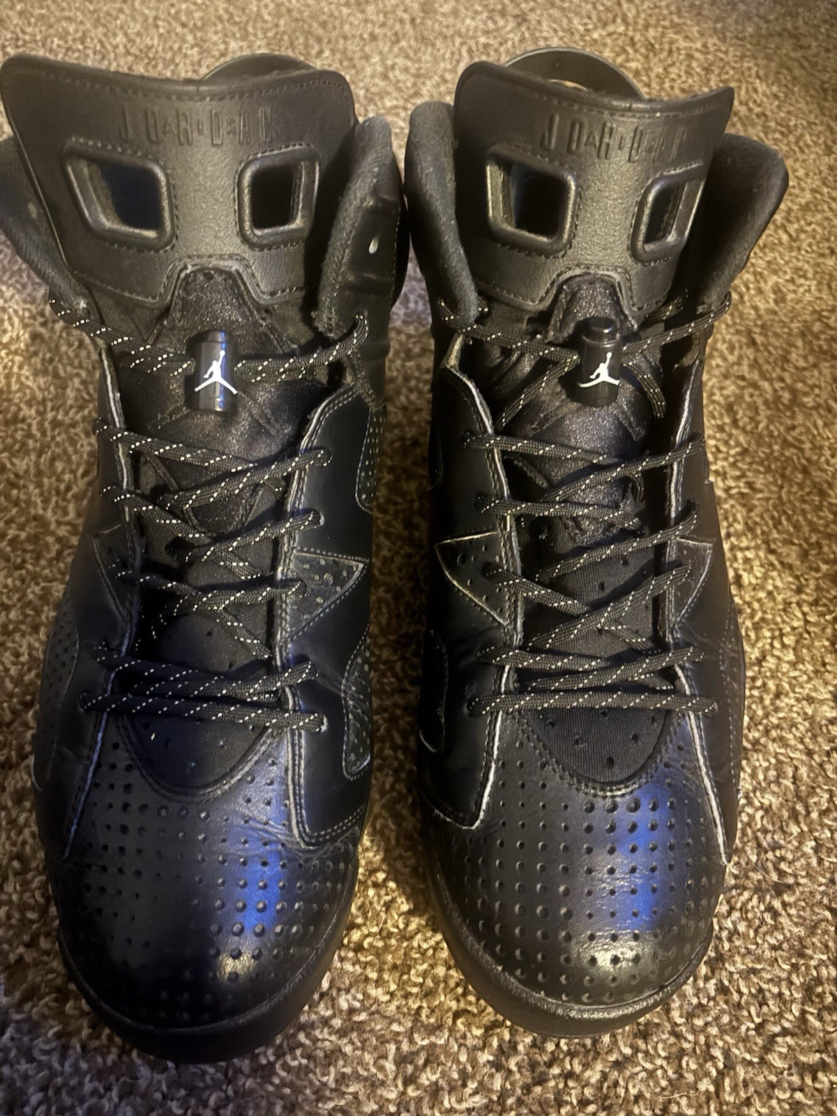 Jordan Air Jordan 6 Retro Black/White Men s Leather High Top Lace-Up Sneakers