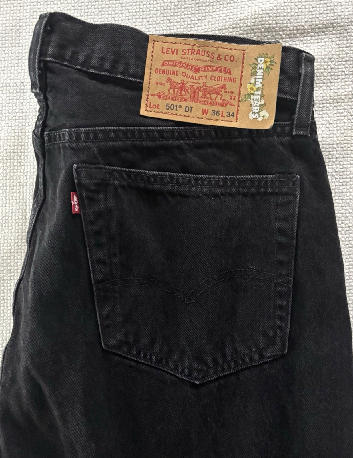 NWOT DENIM TEARS x Levi’s 501 DT Jeans Black 36 x 34 MSRP $290 Button Fly New